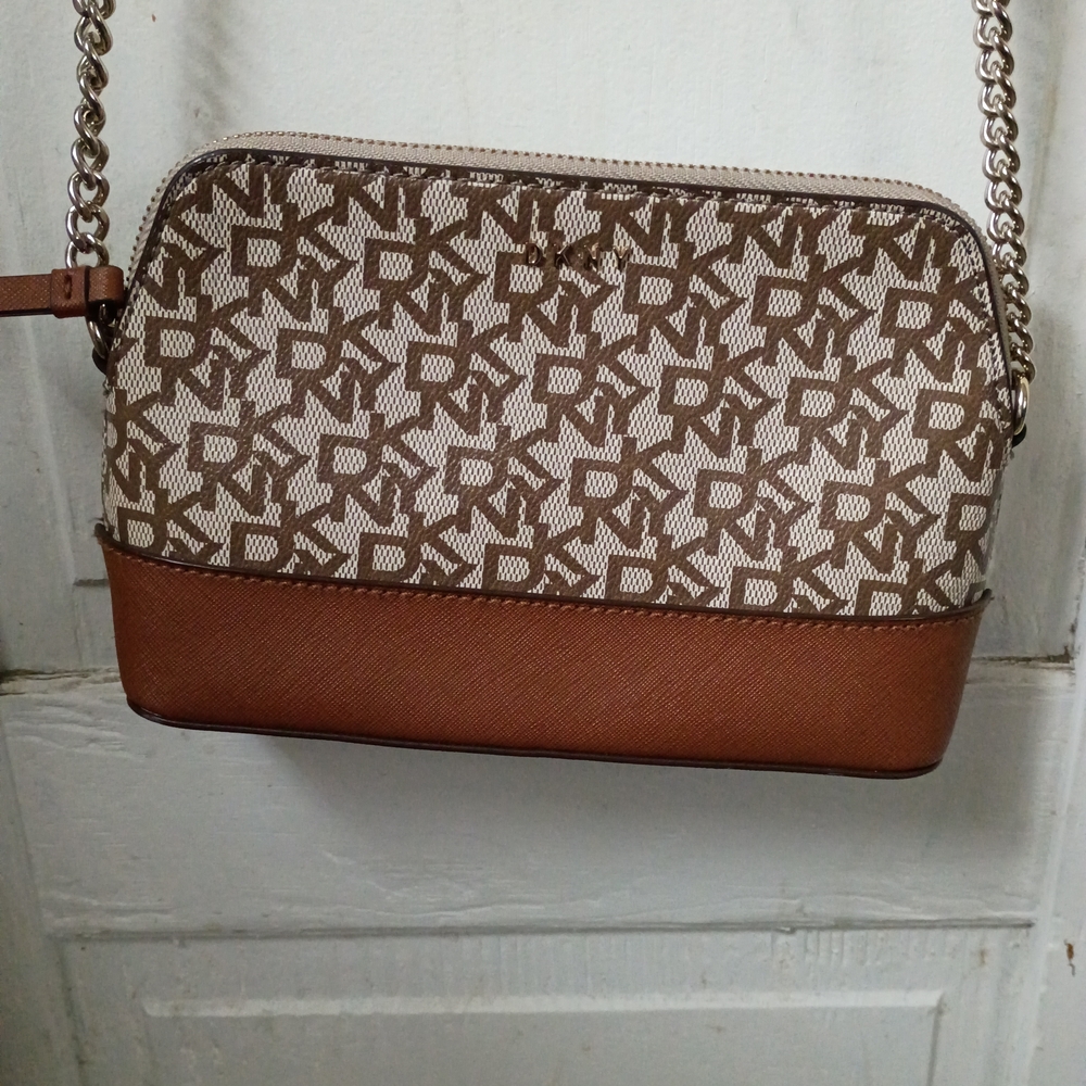 DKNY Brown and Cream Crossbody Bag